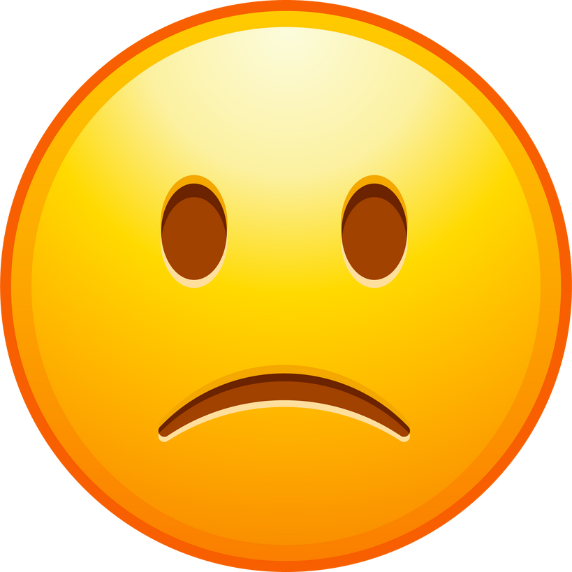 Top quality emoticon. Confused emoji. Nonplussed emoticon with frowned lips